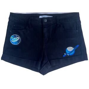 OOAK Upcycled Cuffed Denim Shorts, Jeans Shorts Womens 7 / 28'' Black